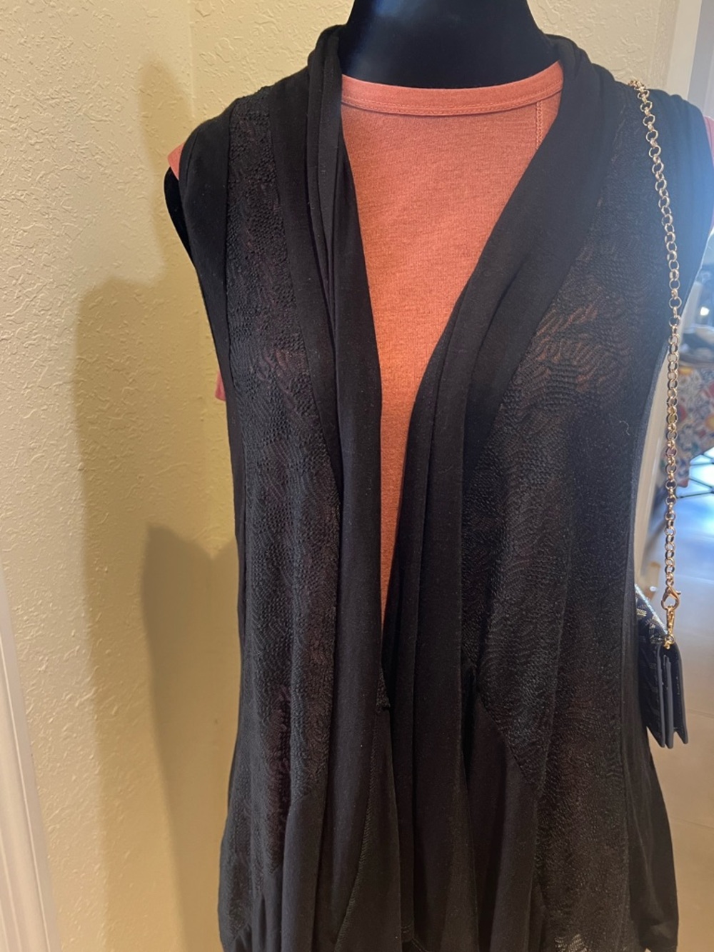 Apt. 9 Black Open-Front Sheer Vest